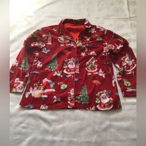 Nick and Nora Christmas print pajama button down top